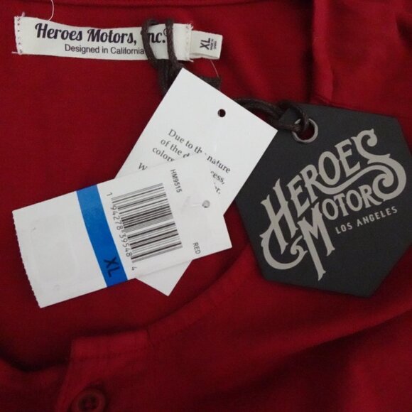 Heroes Motors Motorcycle T-Shirt Men's Size XL Red Long Sleeve Cotton - Picture 5 of 7